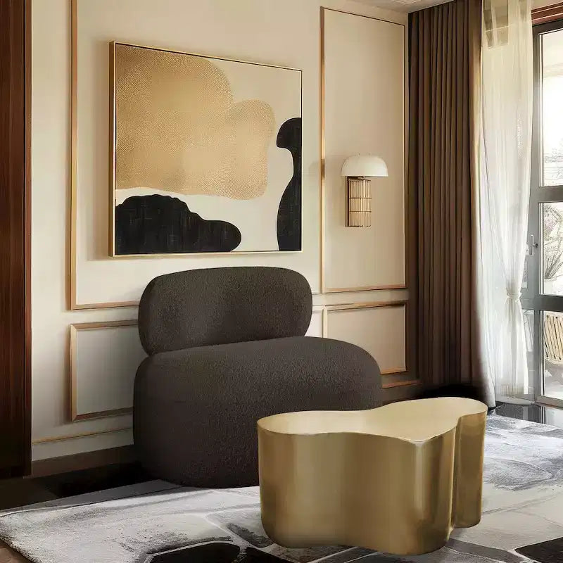 Meridian Furniture Fauteuil en tissu bouclette Venti