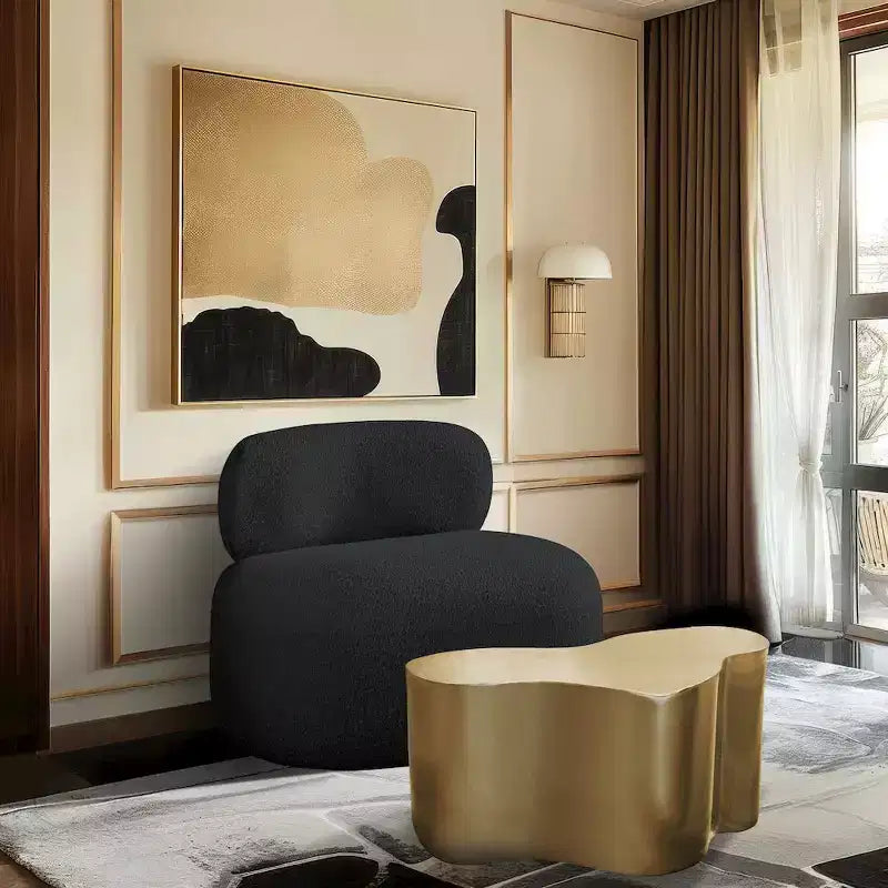 Meridian Furniture Fauteuil en tissu bouclette Venti