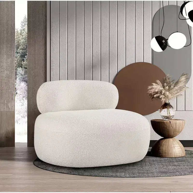 Meridian Furniture Fauteuil en tissu bouclette Venti