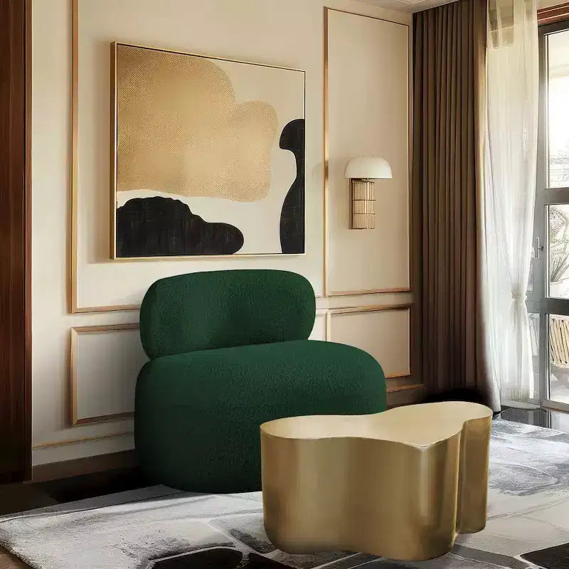 Meridian Furniture Fauteuil en tissu bouclette Venti