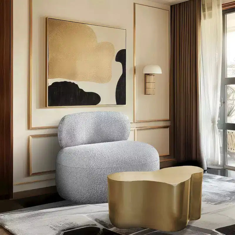 Meridian Furniture Fauteuil en tissu bouclette Venti