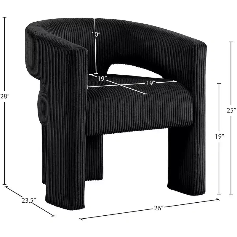 Meridian Furniture, Chaise d'appoint/de salle à manger en velours côtelé Riz