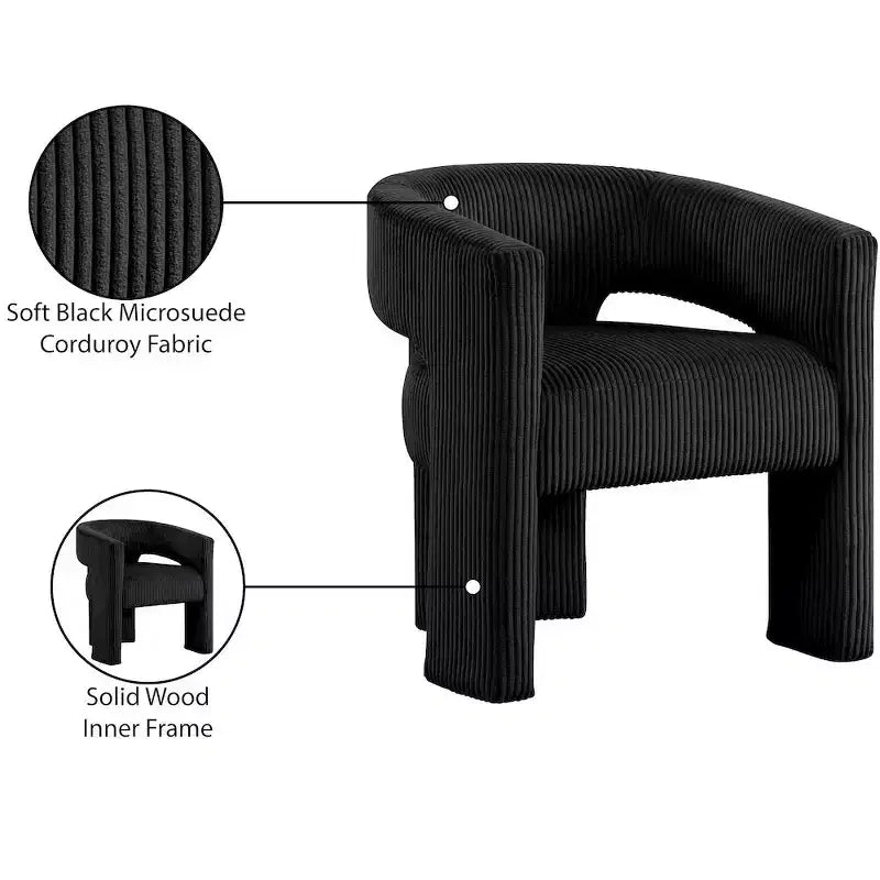 Meridian Furniture, Chaise d'appoint/de salle à manger en velours côtelé Riz