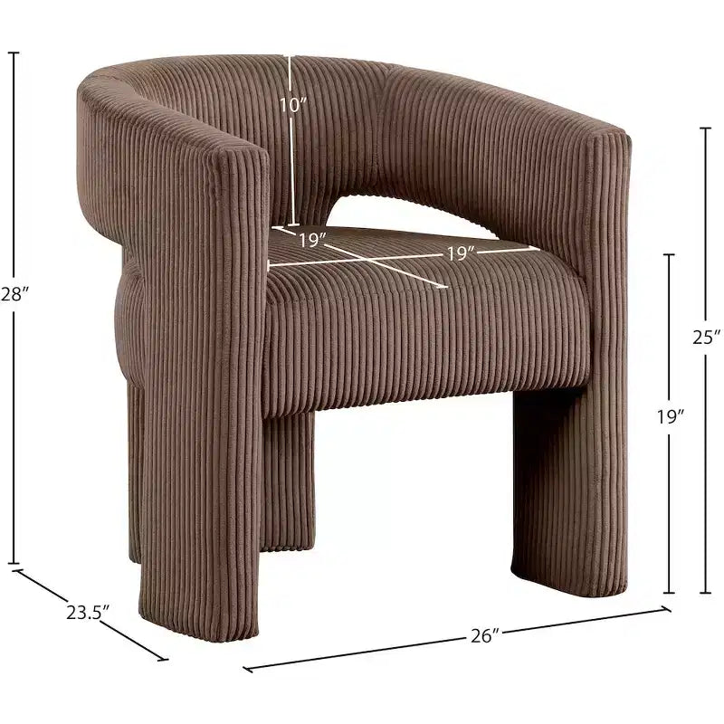 Meridian Furniture, Chaise d'appoint/de salle à manger en velours côtelé Riz