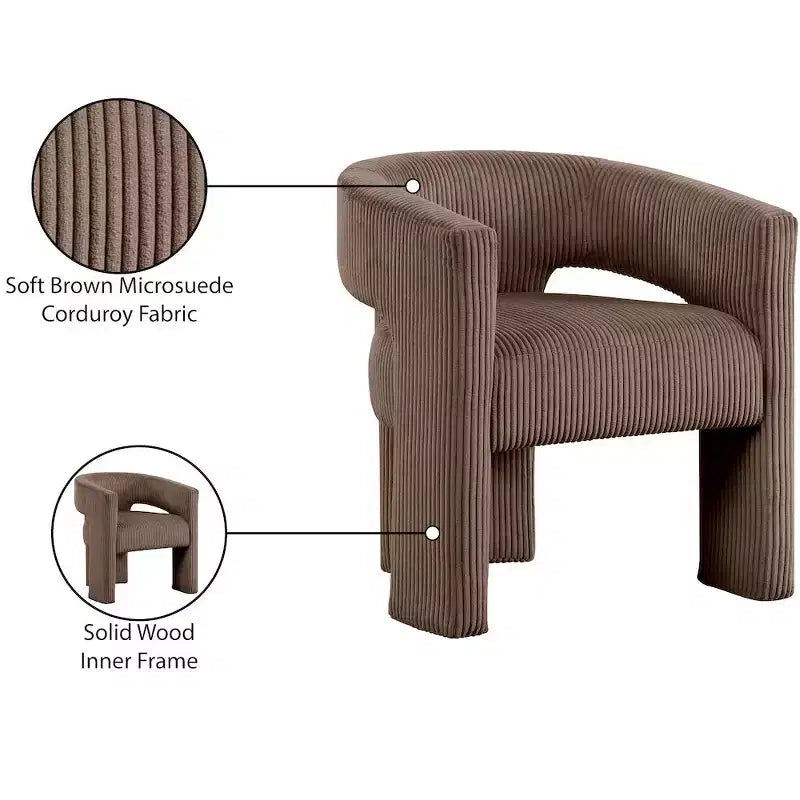 Meridian Furniture, Chaise d'appoint/de salle à manger en velours côtelé Riz
