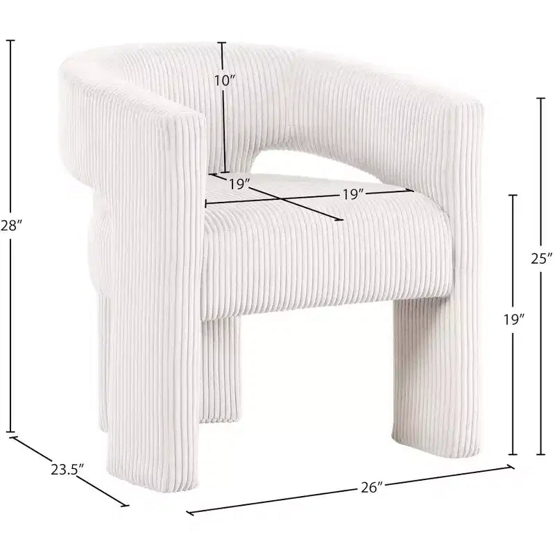 Meridian Furniture, Chaise d'appoint/de salle à manger en velours côtelé Riz