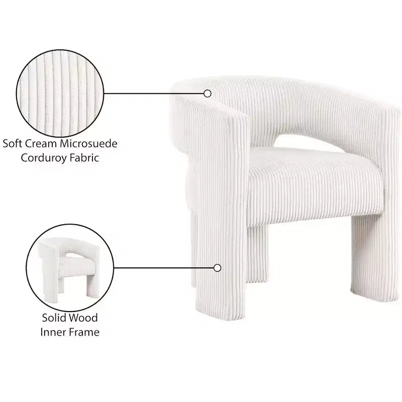 Meridian Furniture, Chaise d'appoint/de salle à manger en velours côtelé Riz