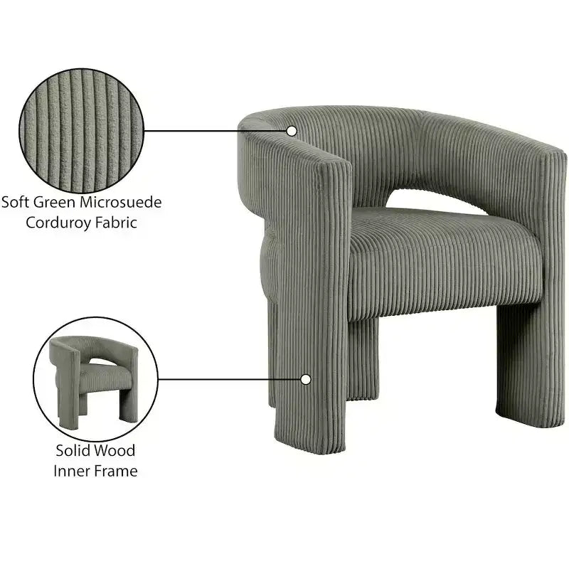 Meridian Furniture, Chaise d'appoint/de salle à manger en velours côtelé Riz