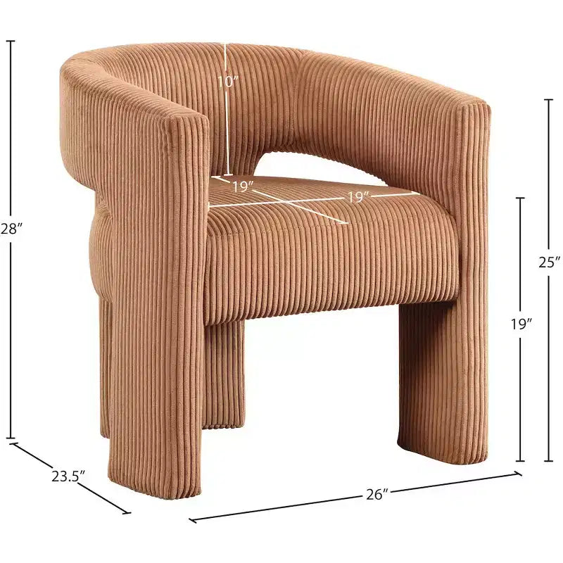 Meridian Furniture, Chaise d'appoint/de salle à manger en velours côtelé Riz