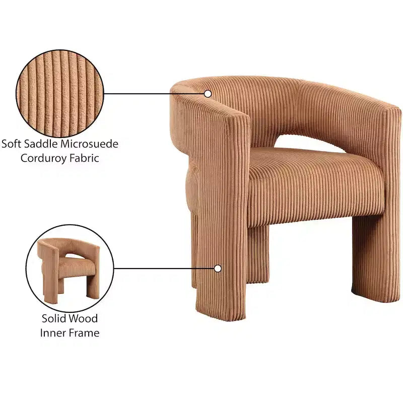 Meridian Furniture, Chaise d'appoint/de salle à manger en velours côtelé Riz