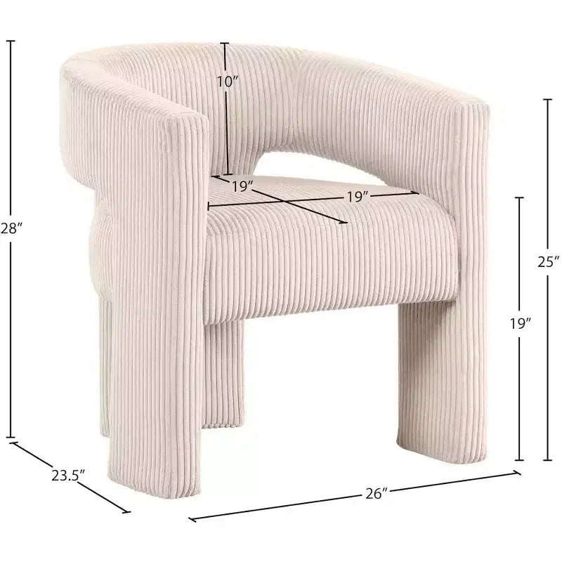 Meridian Furniture, Chaise d'appoint/de salle à manger en velours côtelé Riz