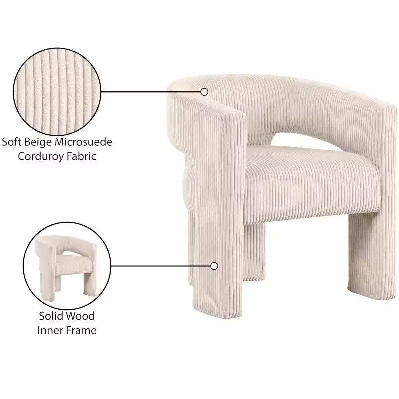 Meridian Furniture, Chaise d'appoint/de salle à manger en velours côtelé Riz