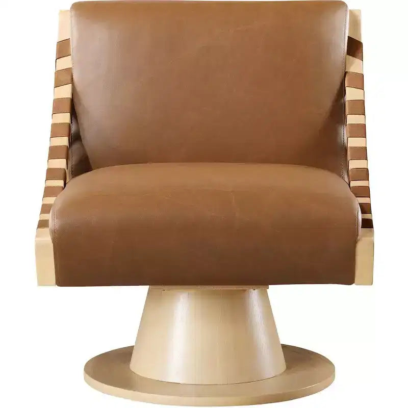 Meridian Furniture,Millwin Vegan Leather Swivel Accent Chair