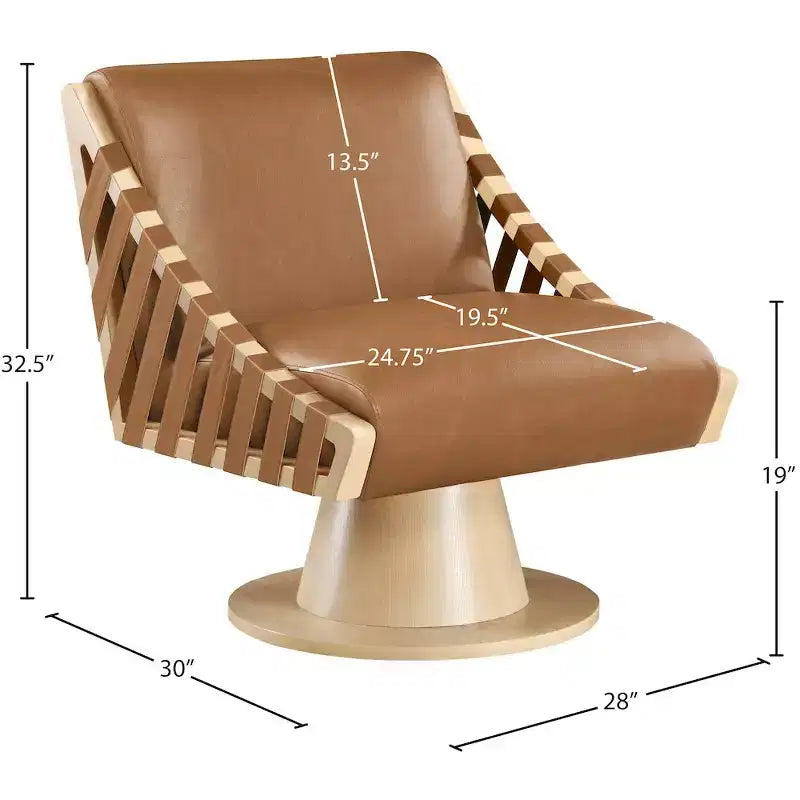 Meridian Furniture,Millwin Vegan Leather Swivel Accent Chair