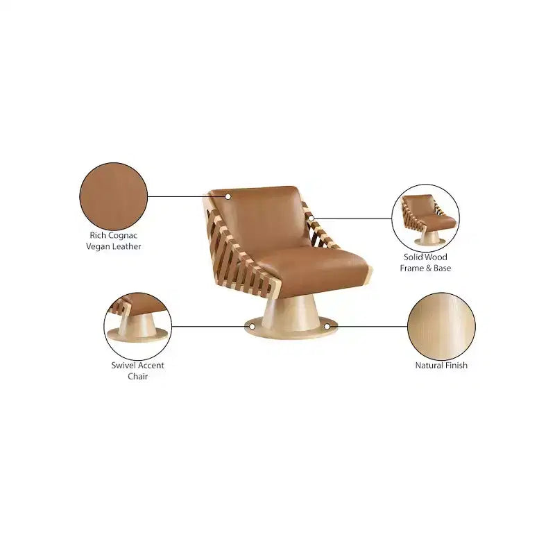 Meridian Furniture,Millwin Vegan Leather Swivel Accent Chair