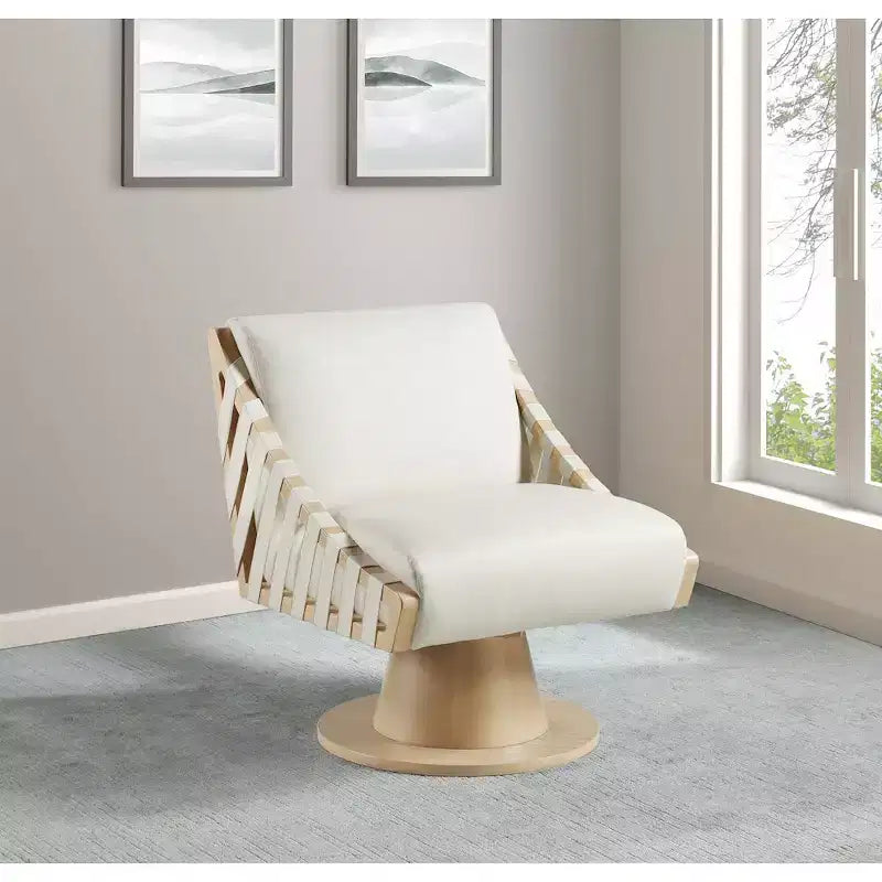 Meridian Furniture,Millwin Vegan Leather Swivel Accent Chair