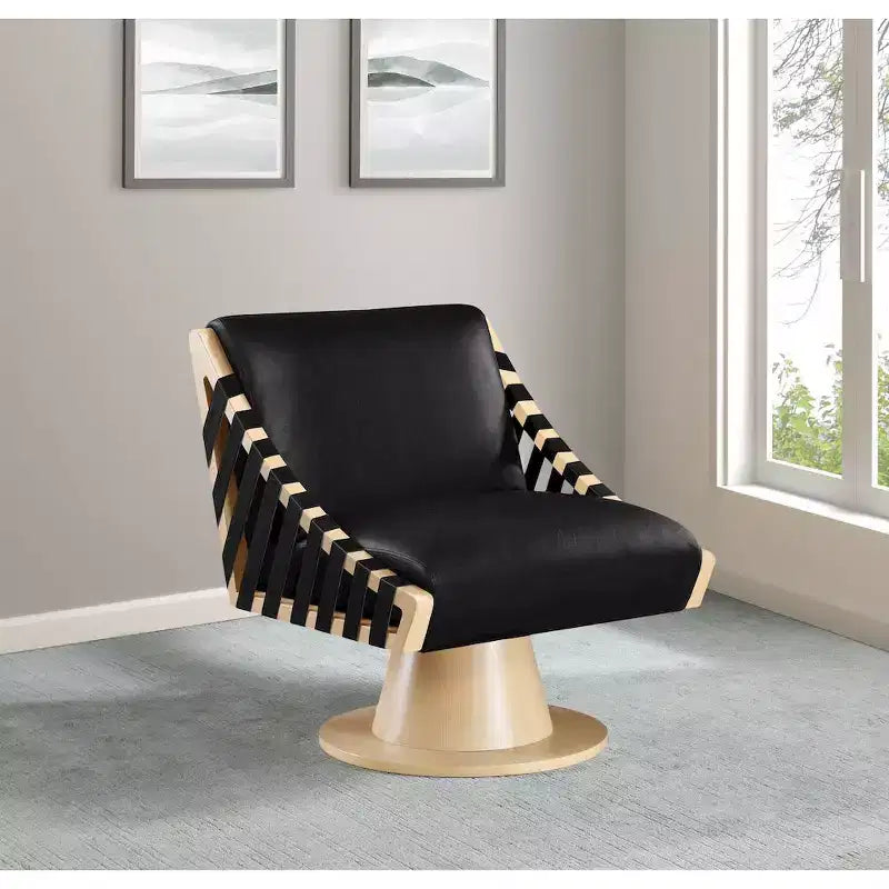 Meridian Furniture,Millwin Vegan Leather Swivel Accent Chair