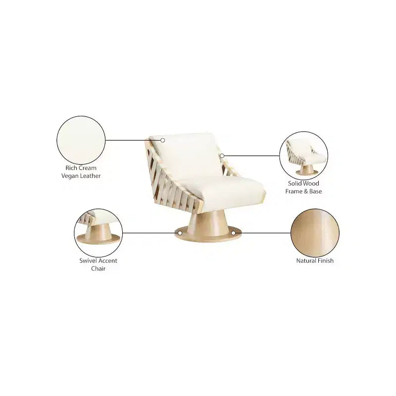 Meridian Furniture,Millwin Vegan Leather Swivel Accent Chair