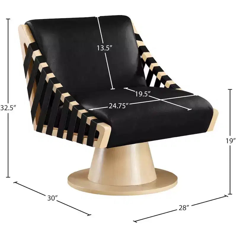 Meridian Furniture,Millwin Vegan Leather Swivel Accent Chair