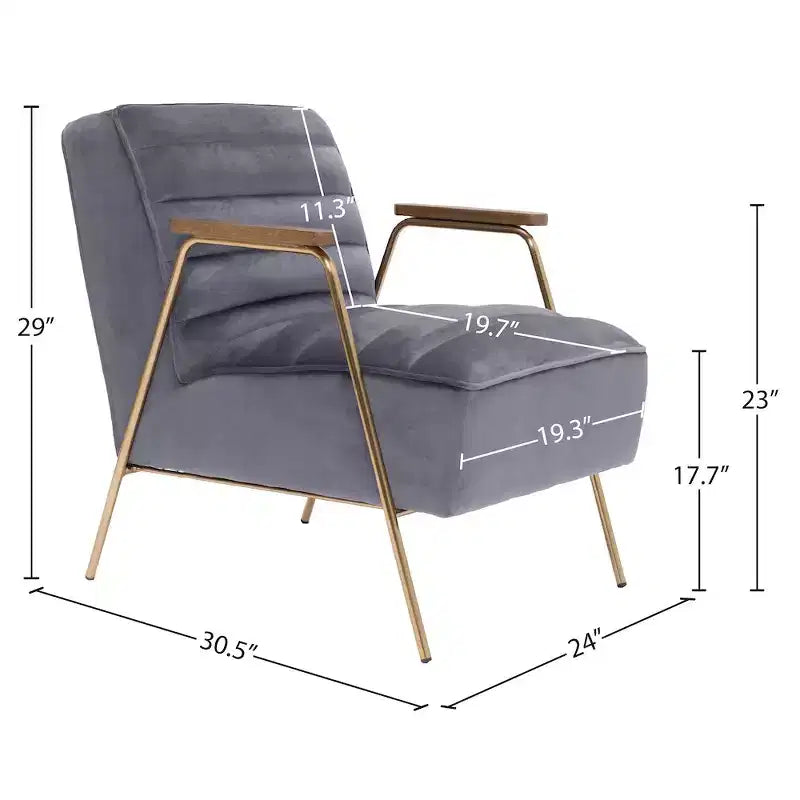 Meridian Furniture,Woodford Grey Velvet Accent Chair