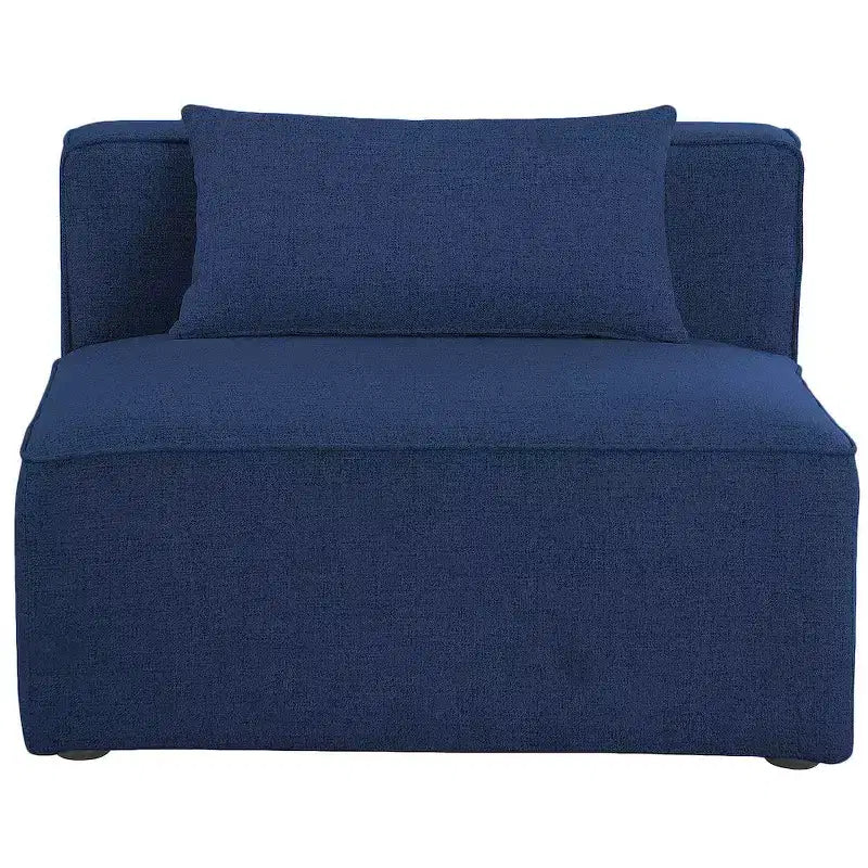 Meridian Furniture, Chaise sans accoudoirs Cube Navy en lin texturé durable
