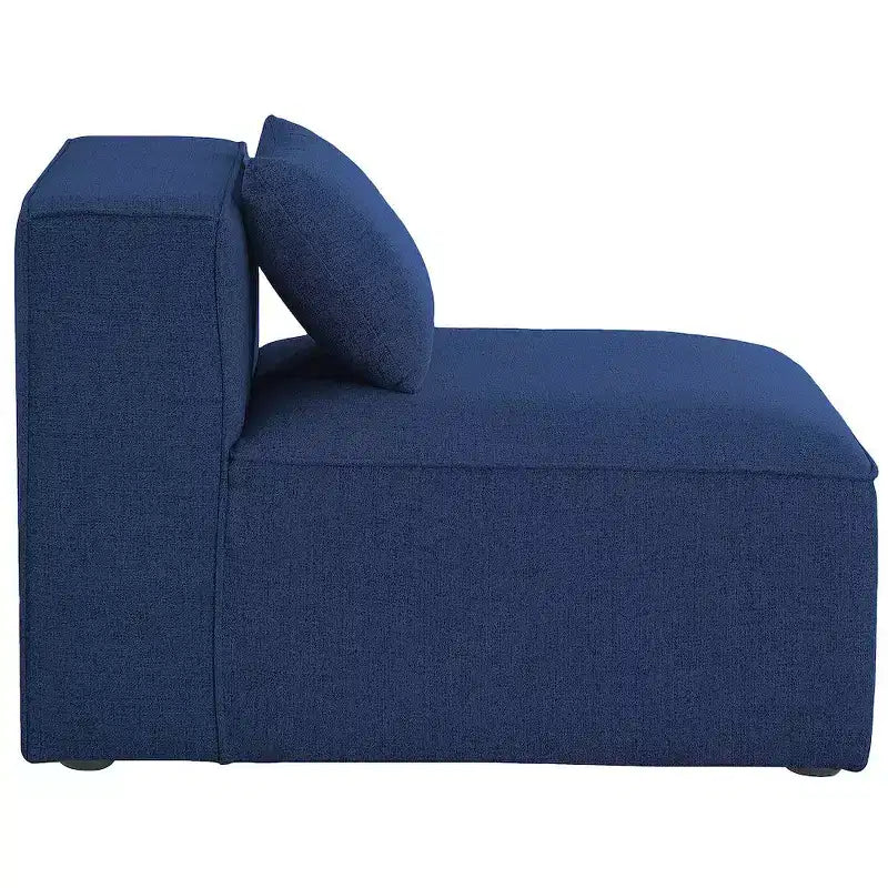 Meridian Furniture, Chaise sans accoudoirs Cube Navy en lin texturé durable
