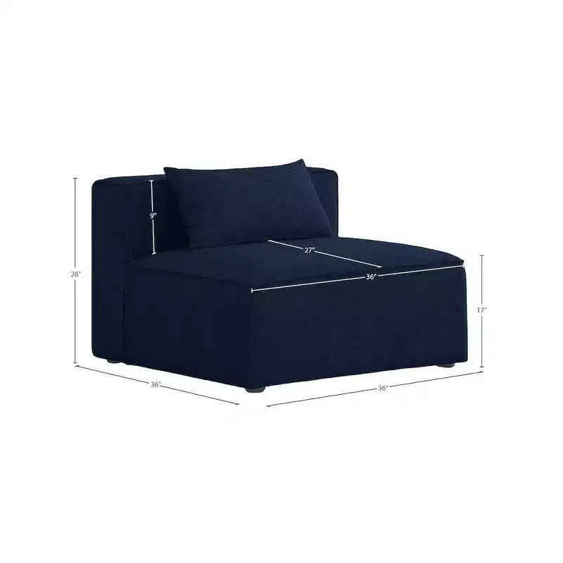 Meridian Furniture, Chaise sans accoudoirs Cube Navy en lin texturé durable