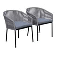 Courtyard Casual Osborne Black Aluminum Outdoor Dining Chairs, 2 pc set with Cushions