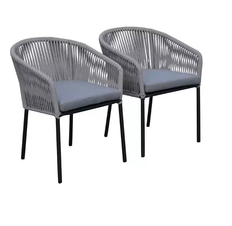 Courtyard Casual Osborne Black Aluminum Outdoor Dining Chairs, 2 pc set with Cushions