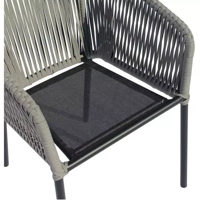 Courtyard Casual Osborne Chaises de salle à manger d'extérieur noires en aluminium, lot de 2 avec coussins