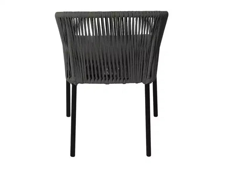 Courtyard Casual Osborne Chaises de salle à manger d'extérieur noires en aluminium, lot de 2 avec coussins