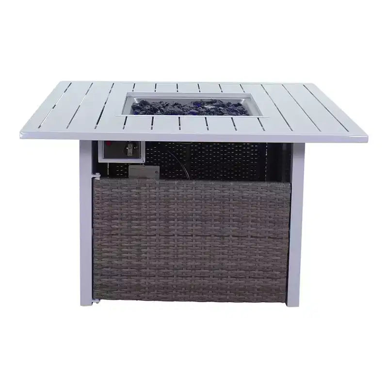 Courtyard Casual Santa Fe - Ensemble de 5 pièces pour foyer carré avec chaises inclinables en toile Comprend un foyer carré et quatre chaises inclinables en toile