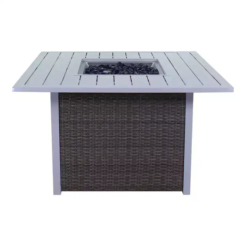 Courtyard Casual Santa Fe - Ensemble de 5 pièces pour foyer carré avec chaises inclinables en toile Comprend un foyer carré et quatre chaises inclinables en toile