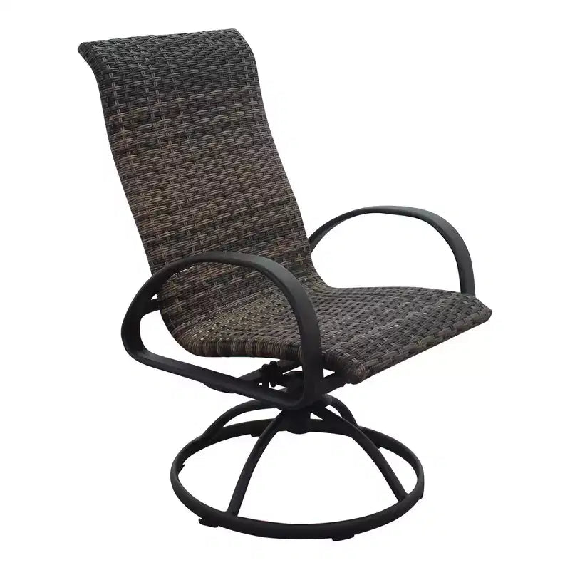 Ensemble de foyer carré 5 pièces Courtyard Casual Santa Fe avec fauteuils à bascule en osier pivotants Comprend un foyer carré et quatre fauteuils à bascule pivotants avec sièges en osier