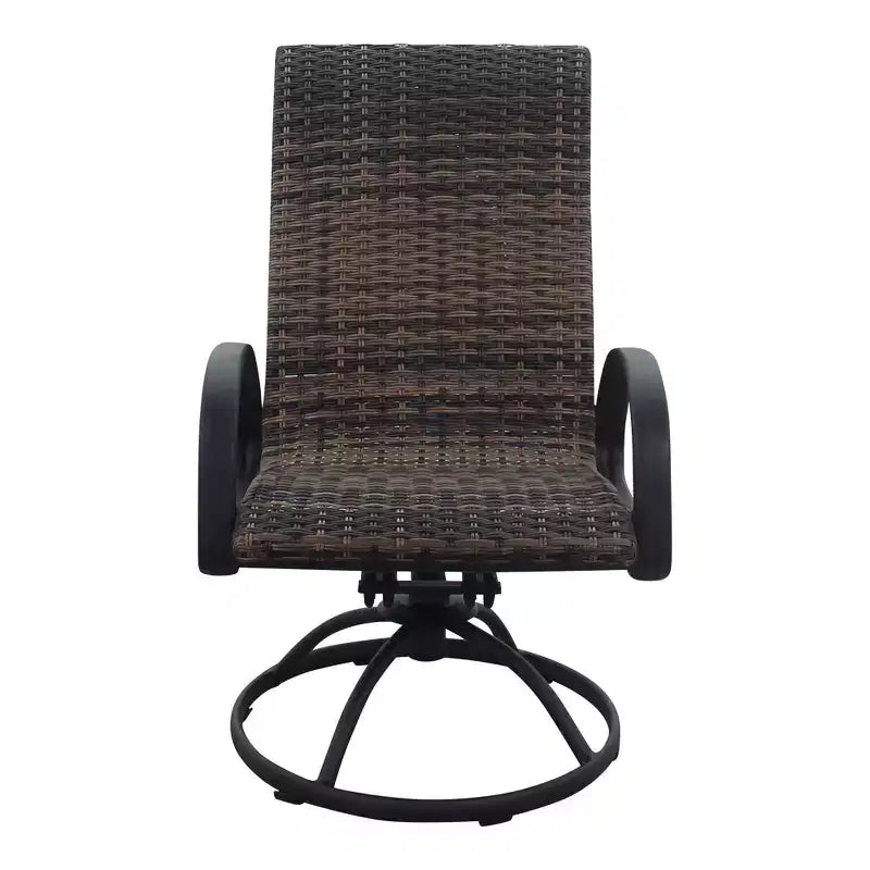 Ensemble de foyer carré 5 pièces Courtyard Casual Santa Fe avec fauteuils à bascule en osier pivotants Comprend un foyer carré et quatre fauteuils à bascule pivotants avec sièges en osier