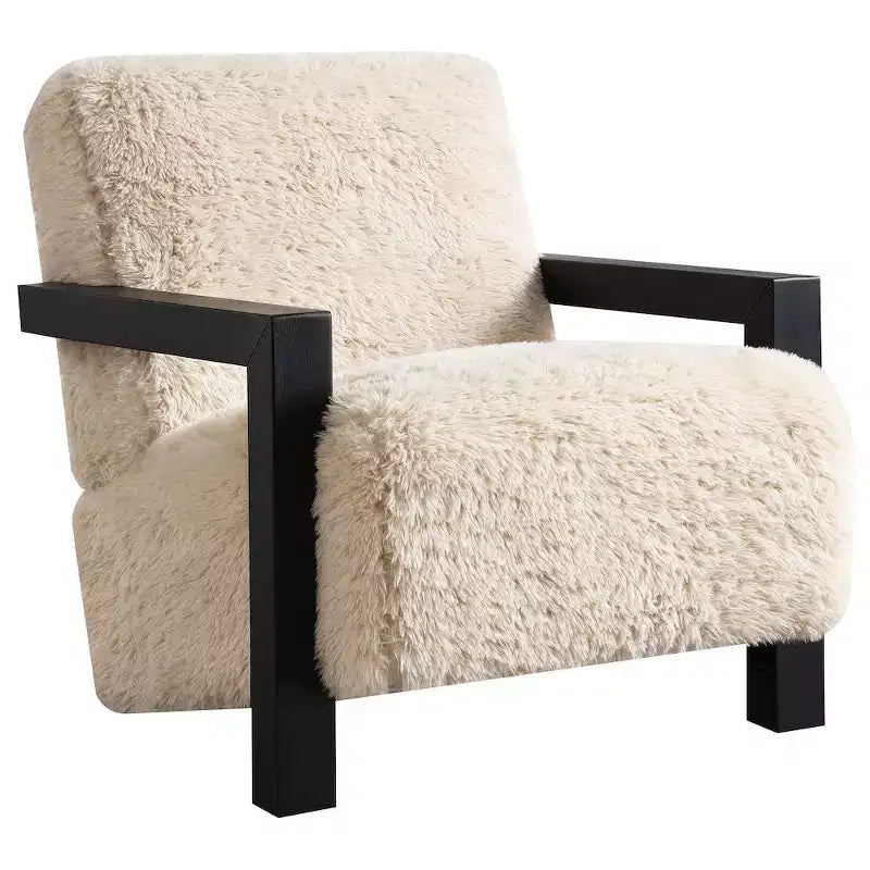 Coaster Co. of America Co. of America,Paquet Faux Fur Upholstered Chair Solid Wood Arms Latte