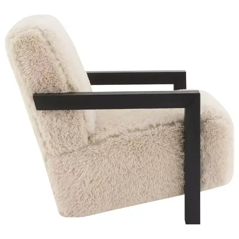 Coaster Co. of America Co. of America,Paquet Faux Fur Upholstered Chair Solid Wood Arms Latte