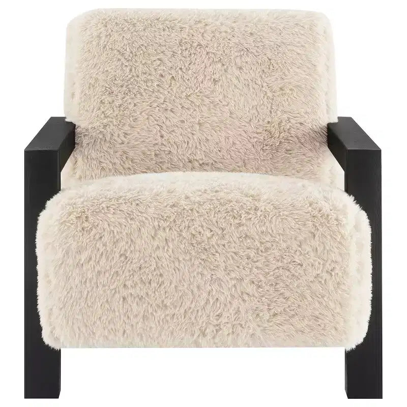 Coaster Co. of America Co. of America,Paquet Faux Fur Upholstered Chair Solid Wood Arms Latte
