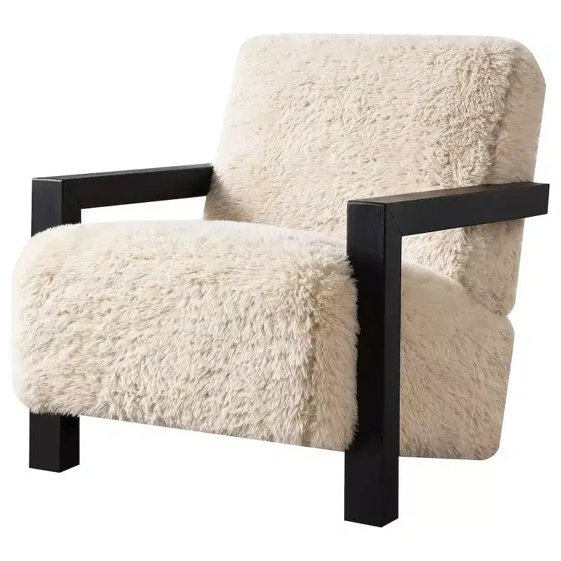 Coaster Co. of America Co. of America,Paquet Faux Fur Upholstered Chair Solid Wood Arms Latte