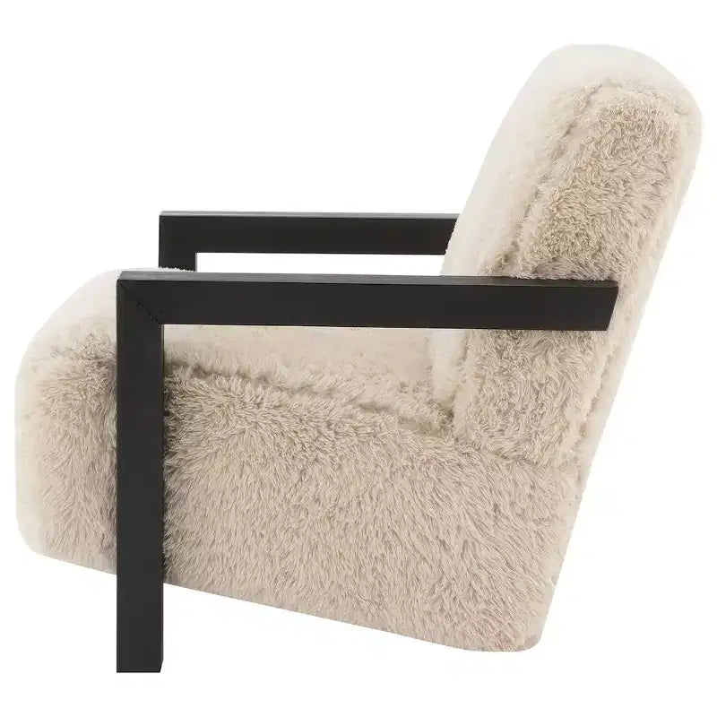 Coaster Co. of America Co. of America,Paquet Faux Fur Upholstered Chair Solid Wood Arms Latte