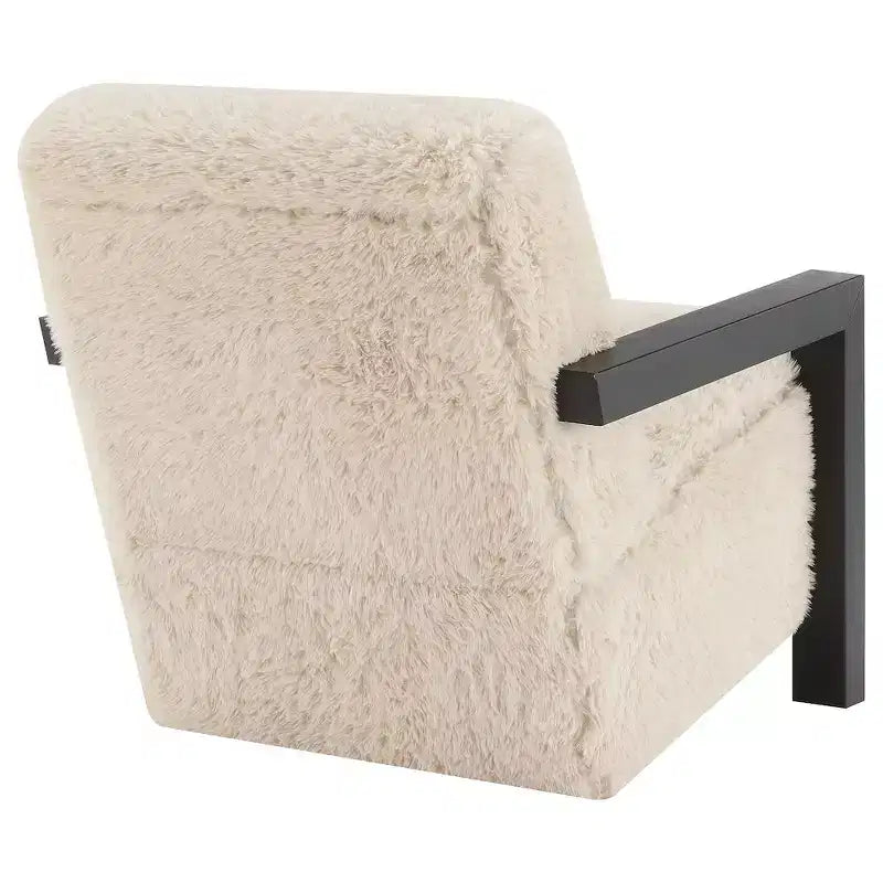 Coaster Co. of America Co. of America,Paquet Faux Fur Upholstered Chair Solid Wood Arms Latte