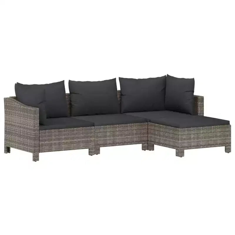 vidaXL Patio Lounge Set Gray Poly Rattan Garden Outdoor Chair Multi Models