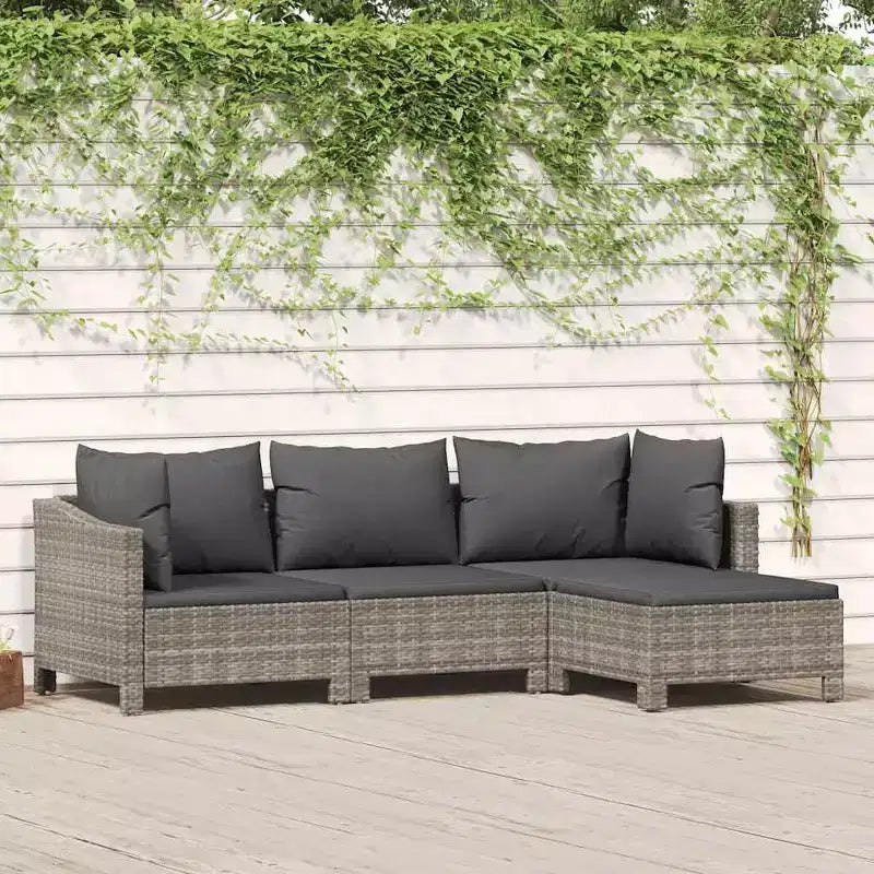 vidaXL Salon de jardin gris en résine tressée avec chaises et modèles multiples