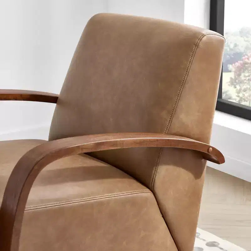Spruce&Spring Modern Swivel Accent Chair & U-Shaped Wood Armrest