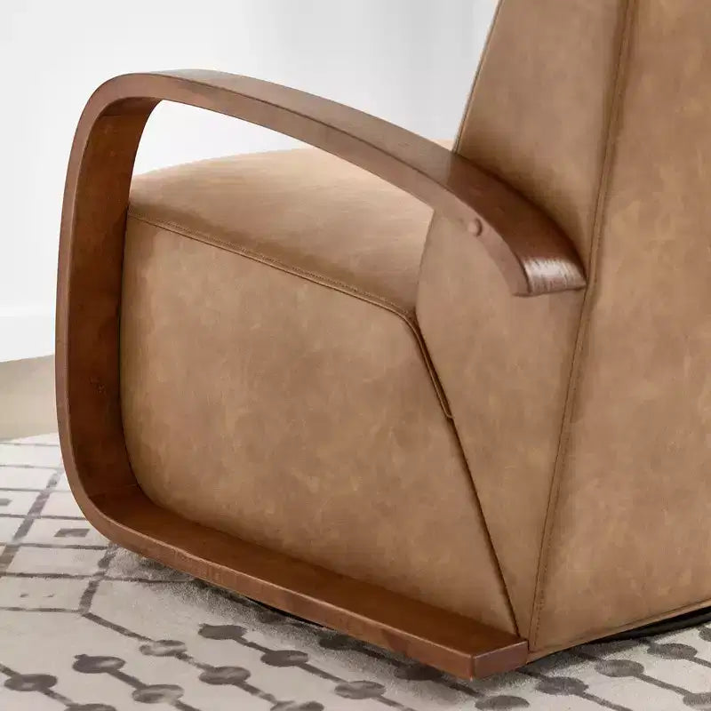Spruce&Spring Modern Swivel Accent Chair & U-Shaped Wood Armrest