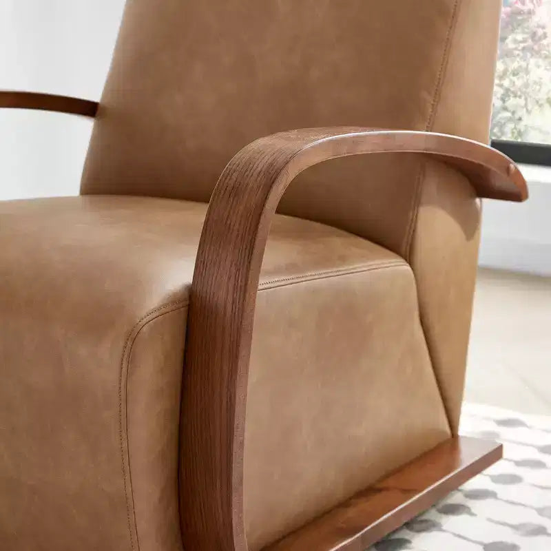 Spruce&Spring Modern Swivel Accent Chair & U-Shaped Wood Armrest