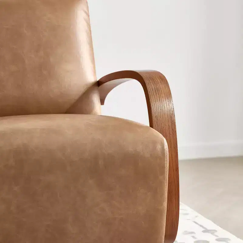 Spruce&Spring Modern Swivel Accent Chair & U-Shaped Wood Armrest