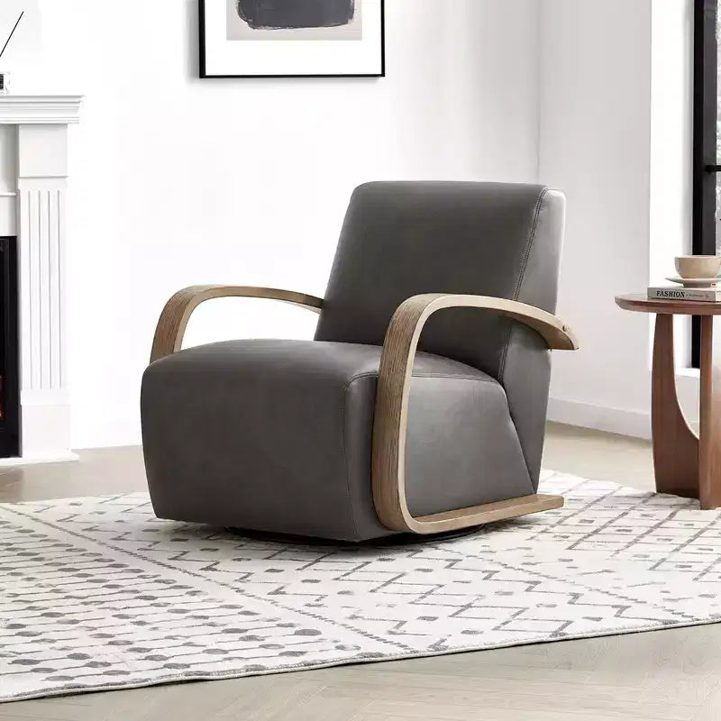 Spruce&Spring Modern Swivel Accent Chair & U-Shaped Wood Armrest