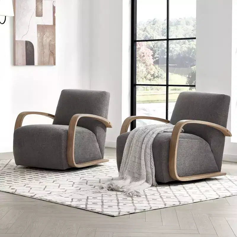 Spruce&Spring Modern Swivel Accent Chair & U-Shaped Wood Armrest