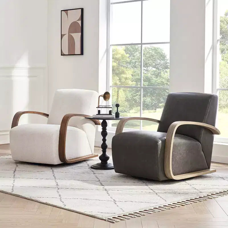 Spruce&Spring Modern Swivel Accent Chair & U-Shaped Wood Armrest